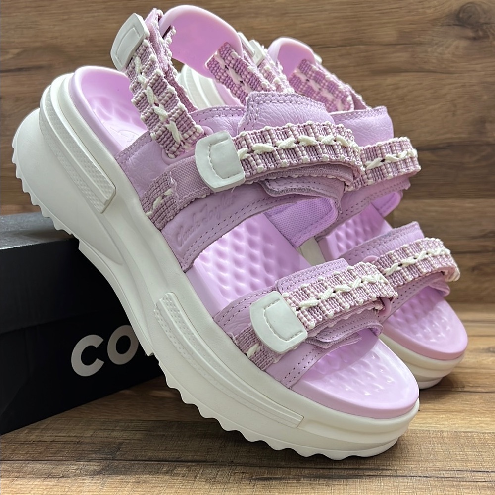 Converse Purple and White Sandals with Quilted Design